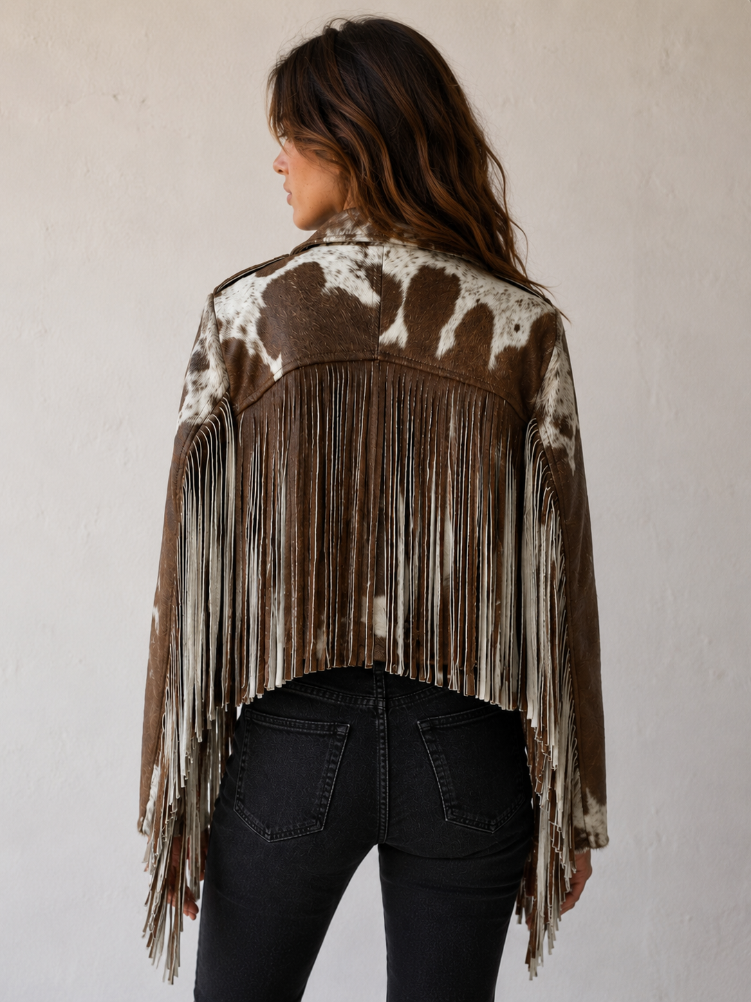 Women Cowhide Jacket With Fringes