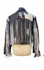 cowhide jacket black white motorbike design