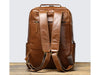brown leather laptop backpack for office travel