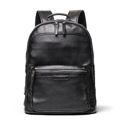 Genuine Leather Backpack Cowhide Travel Laptop Backpack Black