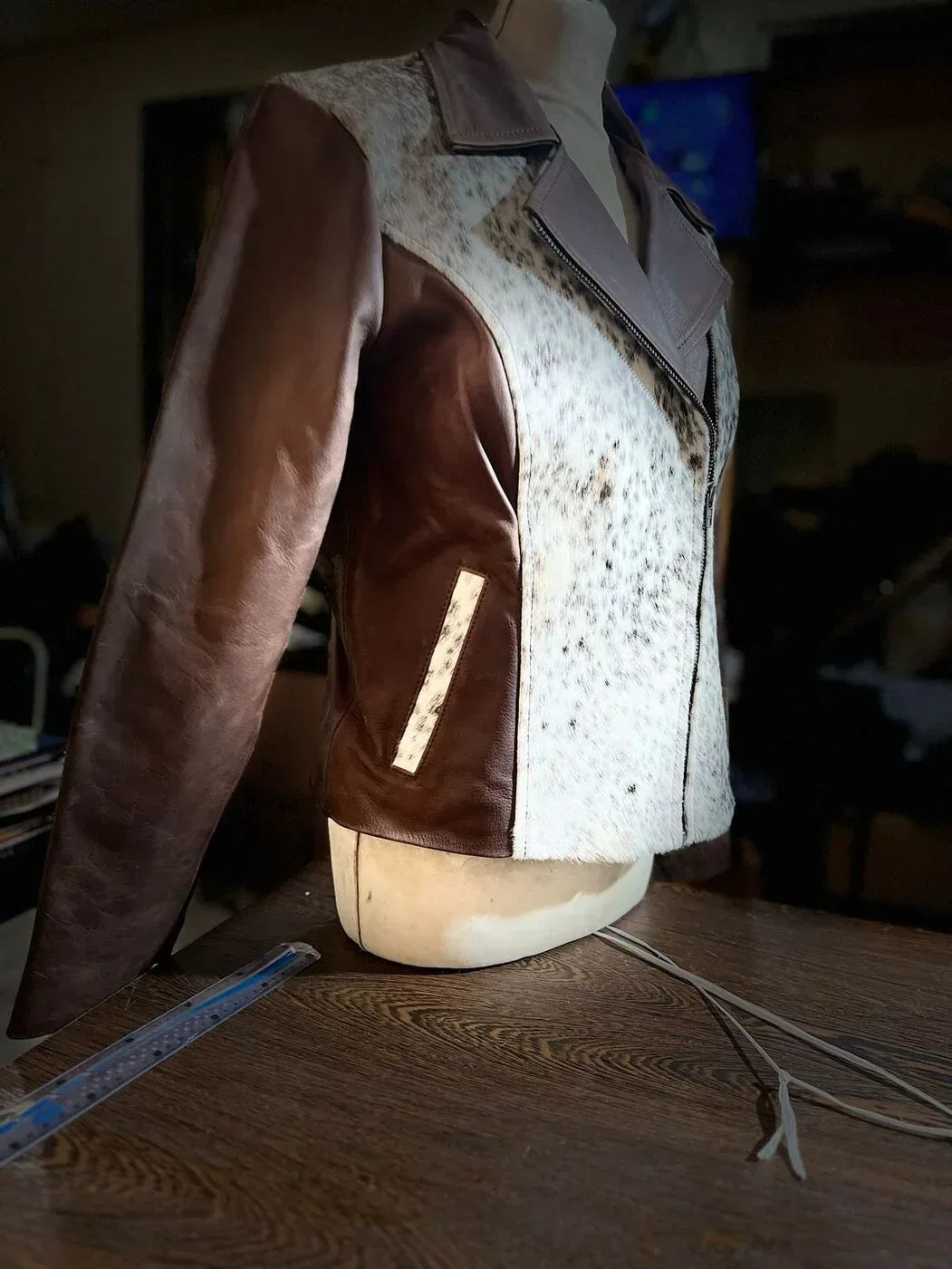 Real Cowhide Jacket Womens Hair On Hide Leather