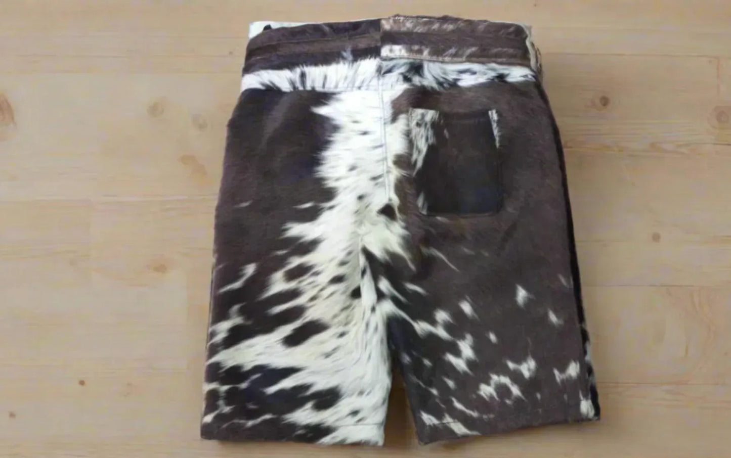 Men Cowhide Shorts Hair On Cow hide Leather