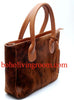 solid brown cowhide tote bag hair on hide leather purse