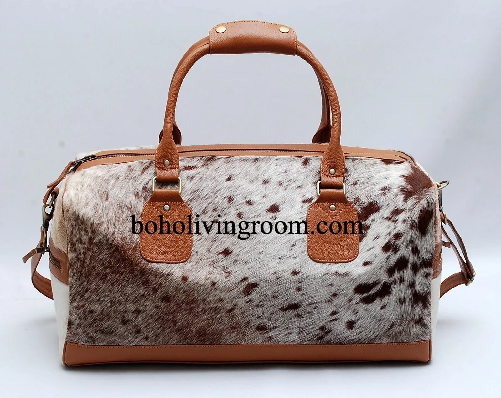 cowhide duffle bag speckled travel luggage bag