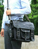Leather Messenger Backpack Convertible Cowhide Laptop Bag