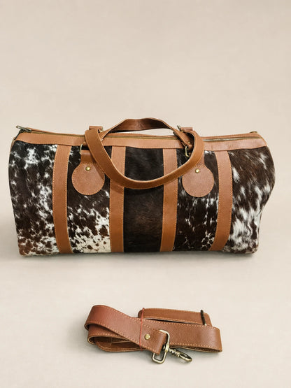 cowhide duffle bag for travel overnight weekender