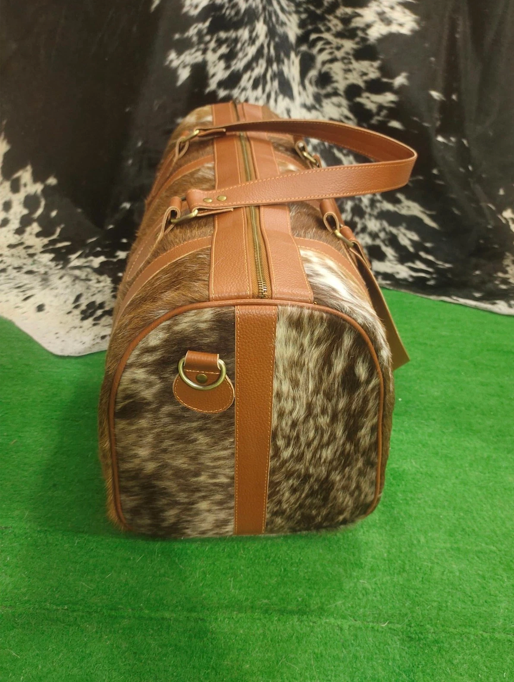 cowhide travel duffel bag real leather overnight