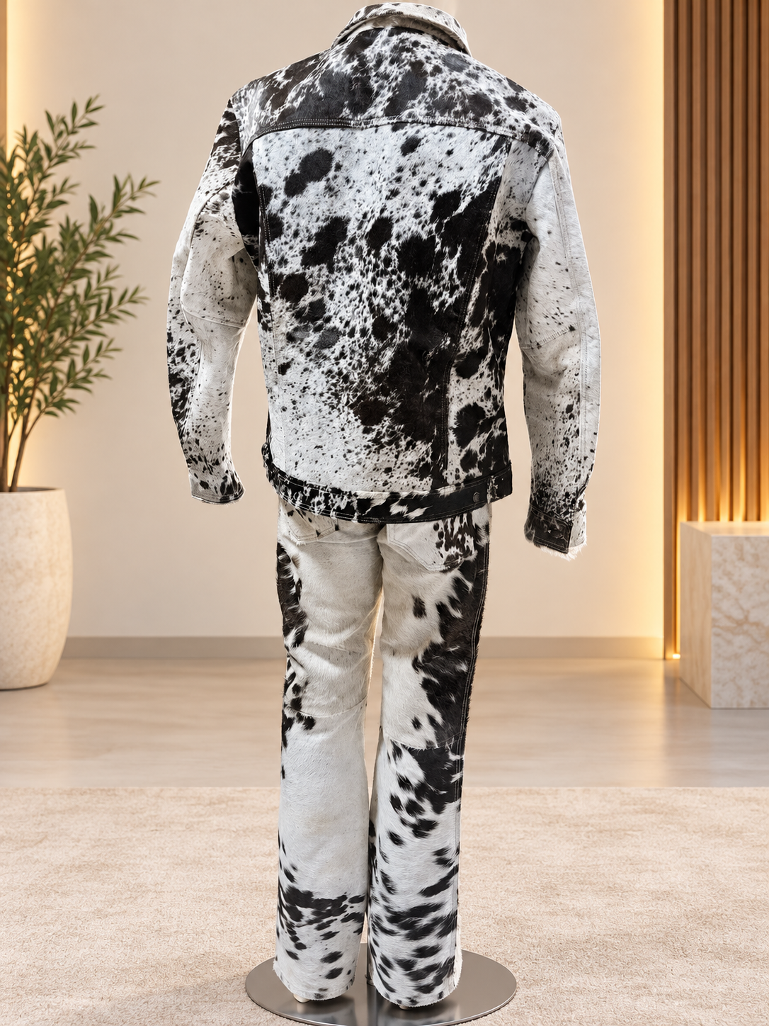 Cowhide Pants for Men with Hair-On Hide Jacket Set