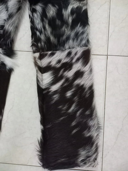 Cowhide Pants Women Black White Real Hair On Hide Leather