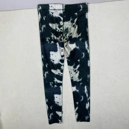 Black White Cowhide Pants Women Real Hair On Leather