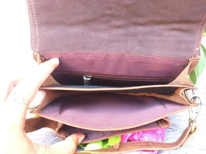 natural cowhide crossbody bag brown white leather purse