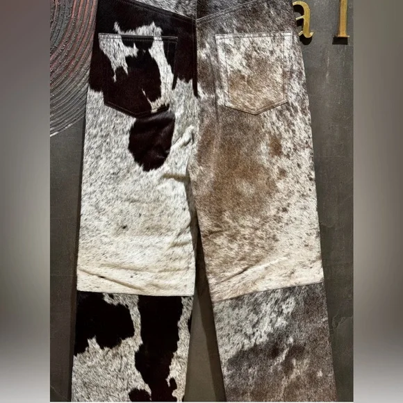 Hair on cowhide western pants for rodeo outfits