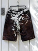cowhide shorts men tricolor hair on leather