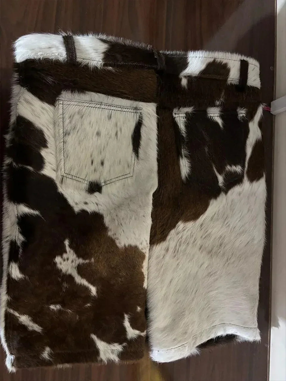 Cowhide Shorts for Men in Black and White Hair-On Hide