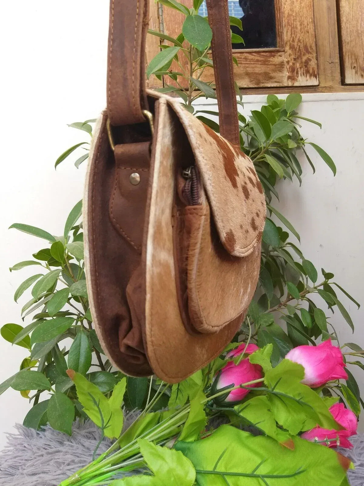 cowhide sling bag women real leather crossbody purse