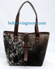 cowhide tote bag speckled hair leather handbag for women