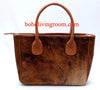 solid brown cowhide tote bag hair on hide leather purse