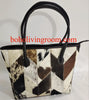 cowhide tote bag patchwork leather handbag for women