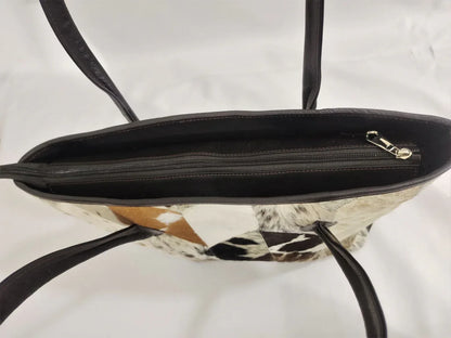 cowhide tote bag patchwork leather handbag for women