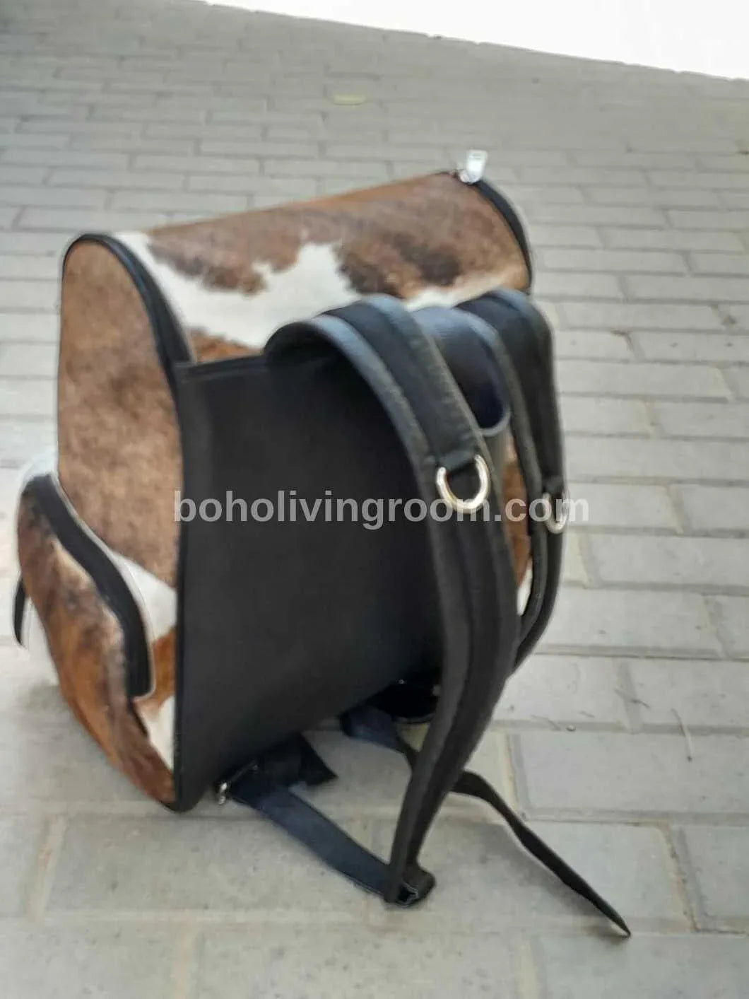 tricolor cowhide backpack leather pattern travel bag