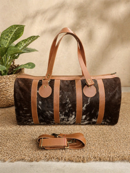 Real cowhide duffle bag travel leather overnight carry bag