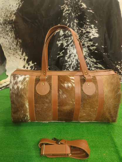cowhide travel duffel bag real leather overnight