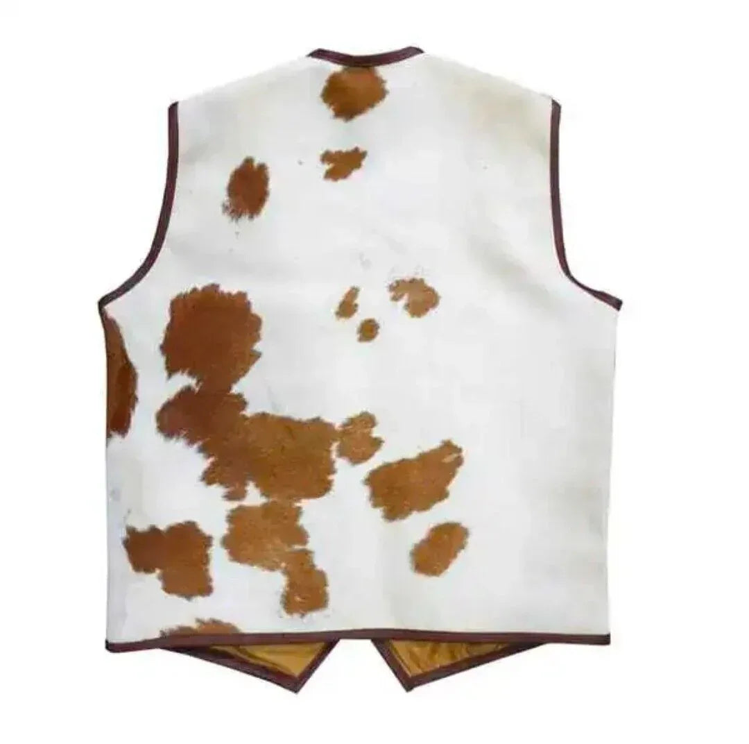 Light Brown White Cowhide Vest Jacket