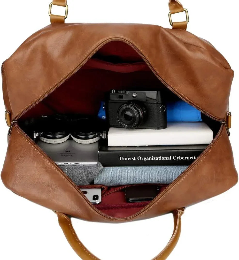 Men's Leather Weekender Bag Premium Cowhide Travel Companion