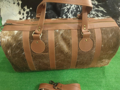 cowhide travel duffel bag real leather overnight