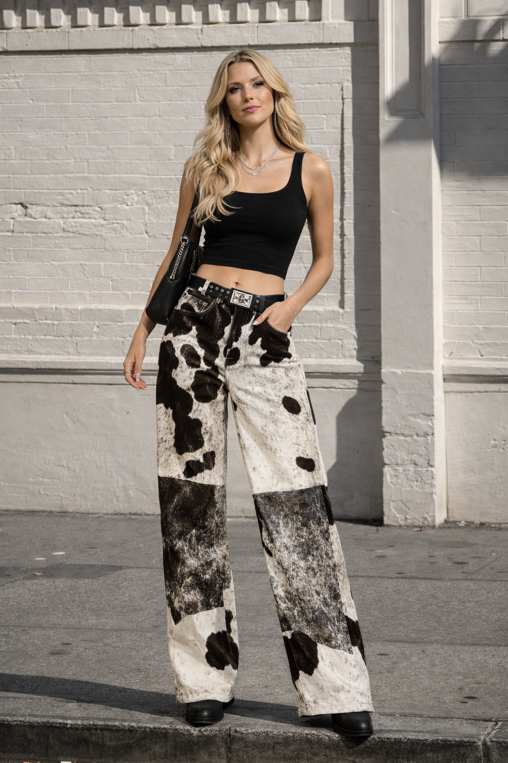Hair on cowhide western pants for rodeo outfits