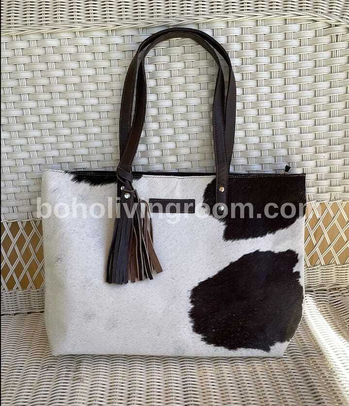 Brown White Hair On Cowhide Purse