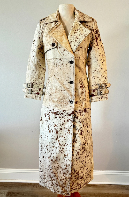 Women Cowhide Trench Coat for Rodeo & Western Style