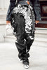 Turn heads with black and white cowhide pants for women. Real cow skin design for rodeo nights, western fashion, and southern lifestyle outfits.
