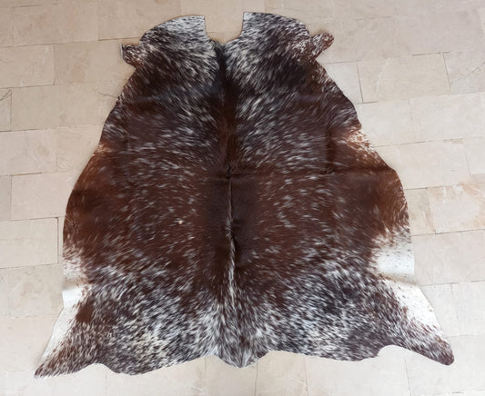 extra small cowhide rug speckled tricolor 3.7ft x 3.9ft