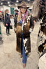 Women cowhide jacket tricolor hair on trench coat