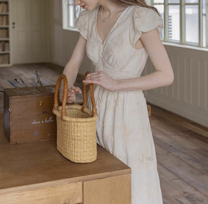 cotton midi dress v neck embroidered summer