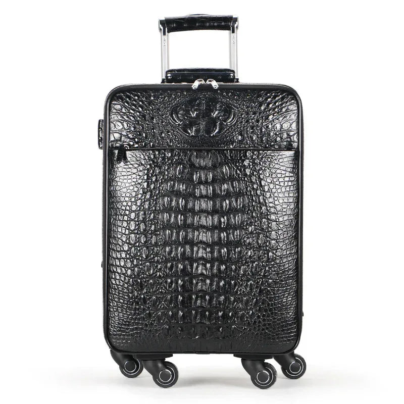 Crocodile Leather Trolley Suitcase for Business & Travel 1 Real Crocodile Leather