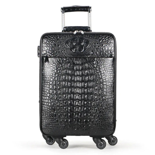 Crocodile Leather Trolley Suitcase for Business & Travel 1 Real Crocodile Leather