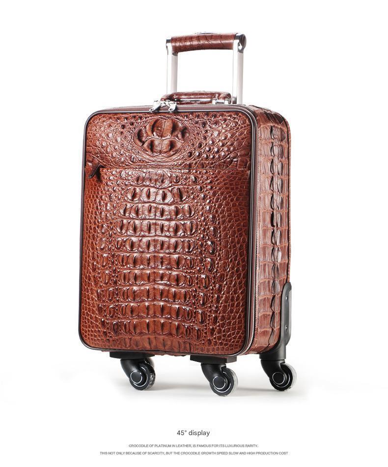 Crocodile Leather Trolley Suitcase for Business & Travel