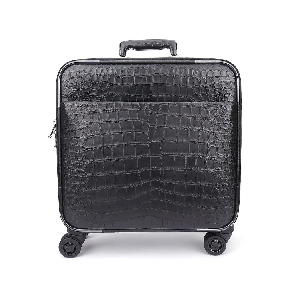 Premium Real Crocodile Leather Trolley Suitcase for Men 16 Inch