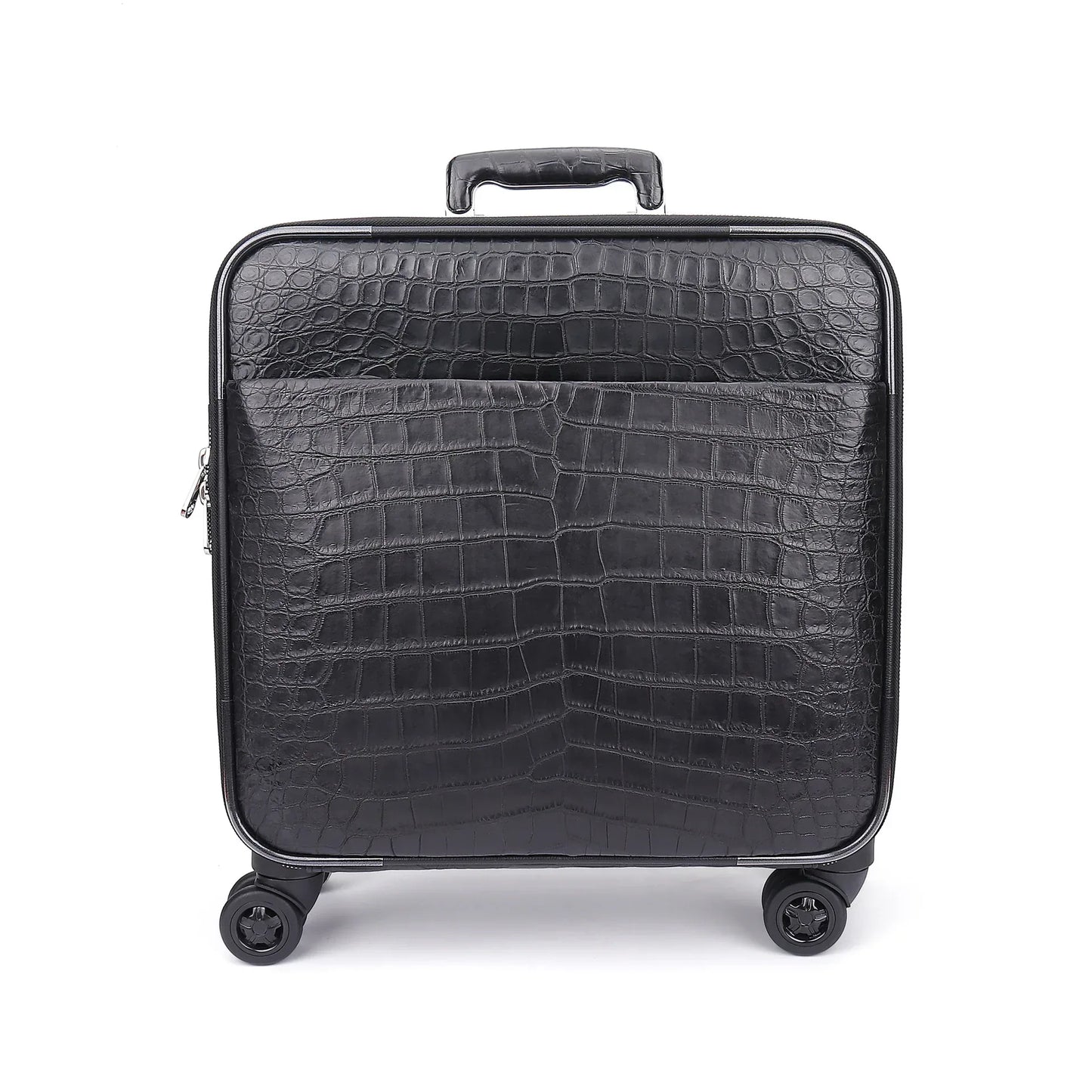 Premium Real Crocodile Leather Trolley Suitcase for Men 16 Inch
