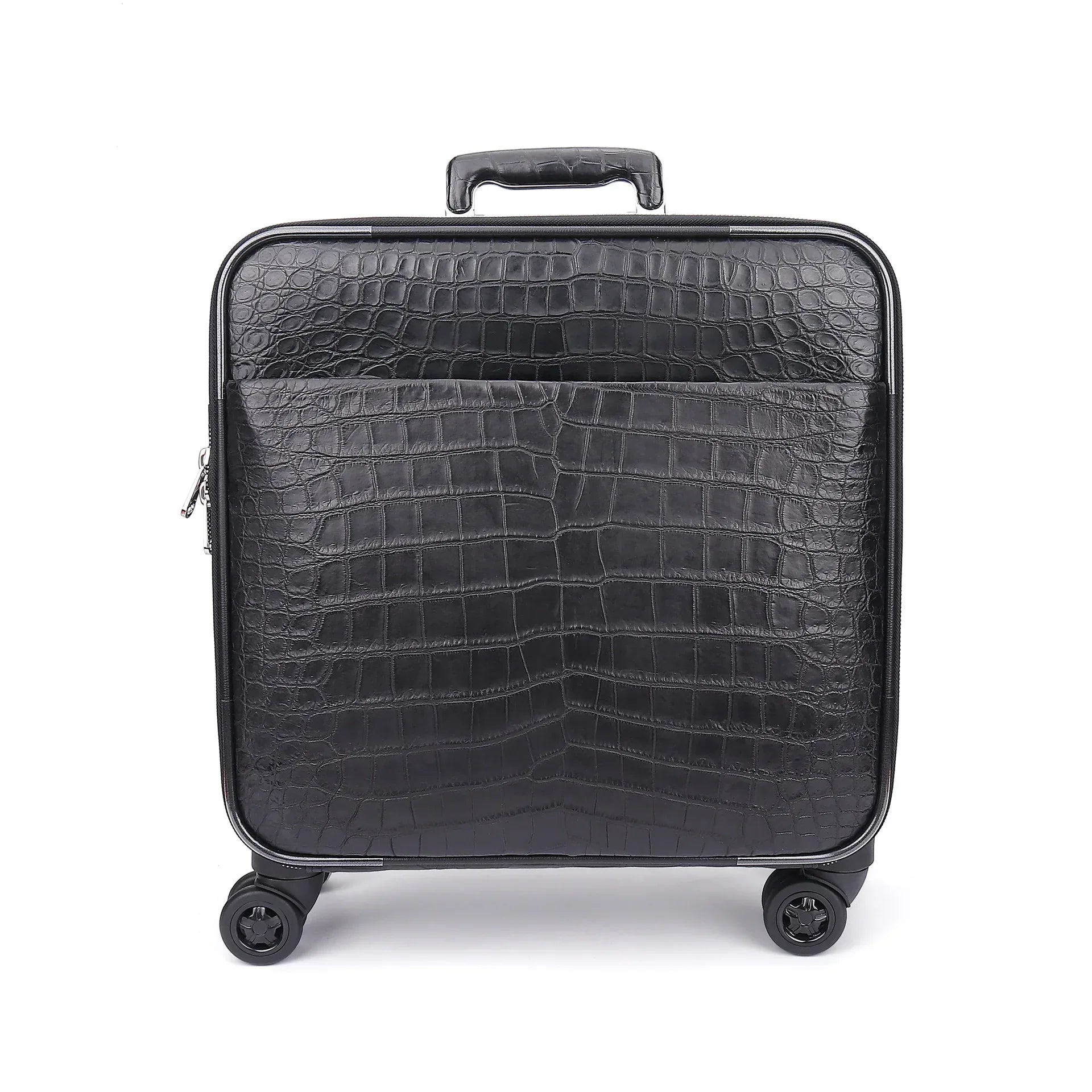 Premium Real Crocodile Leather Trolley Suitcase for Men 16 Inch