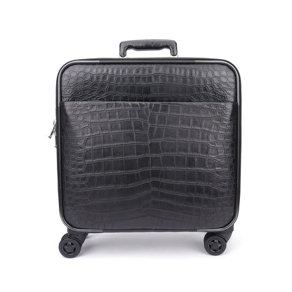 Premium Real Crocodile Leather Trolley Suitcase for Men 16 Inch