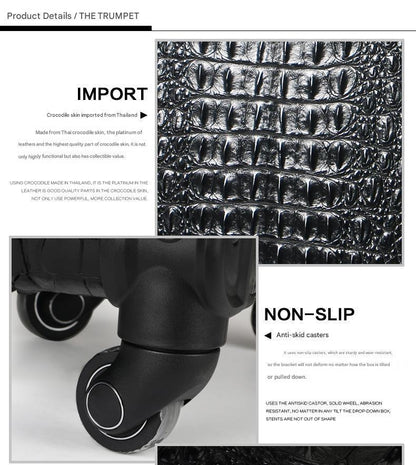 Crocodile Leather Trolley Suitcase for Business & Travel