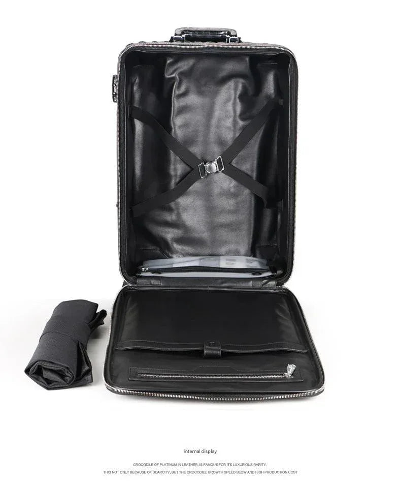 Crocodile Leather Trolley Suitcase for Business & Travel