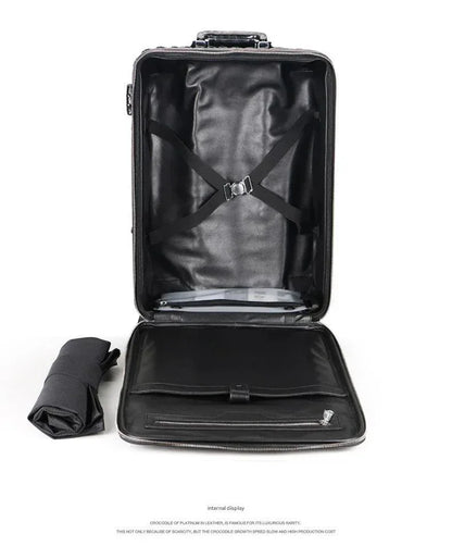 Crocodile Leather Trolley Suitcase for Business & Travel