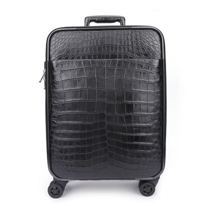 Premium Real Crocodile Leather Trolley Suitcase for Men 18 Inch
