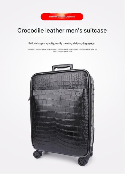 Premium Real Crocodile Leather Trolley Suitcase for Men