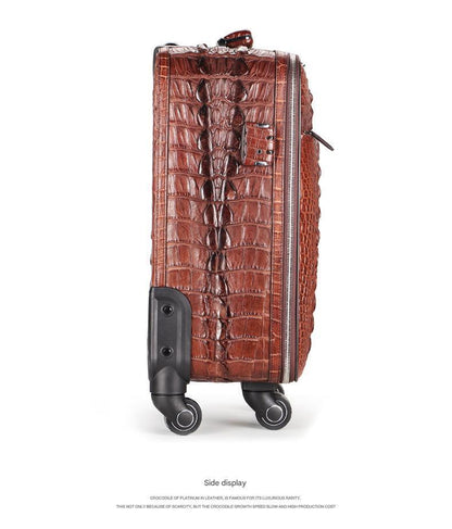 Crocodile Leather Trolley Suitcase for Business & Travel
