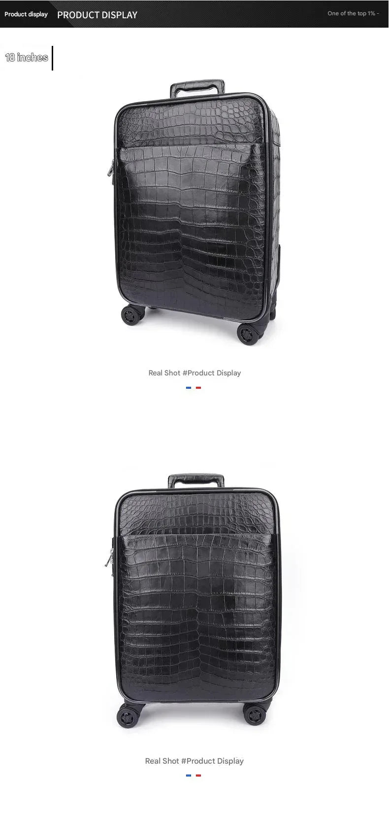 Premium Real Crocodile Leather Trolley Suitcase for Men